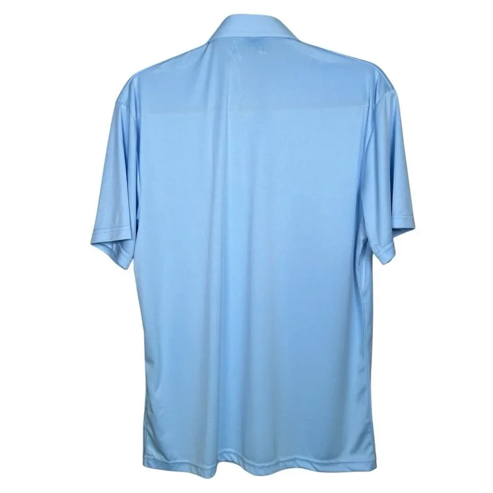 Collars & Co Polo Shirt Mens Medium Sky Blue Dress Collar Point Preppy Stretch